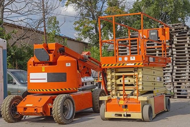 forklift lifting materials in a shipping warehouse in Belvedere